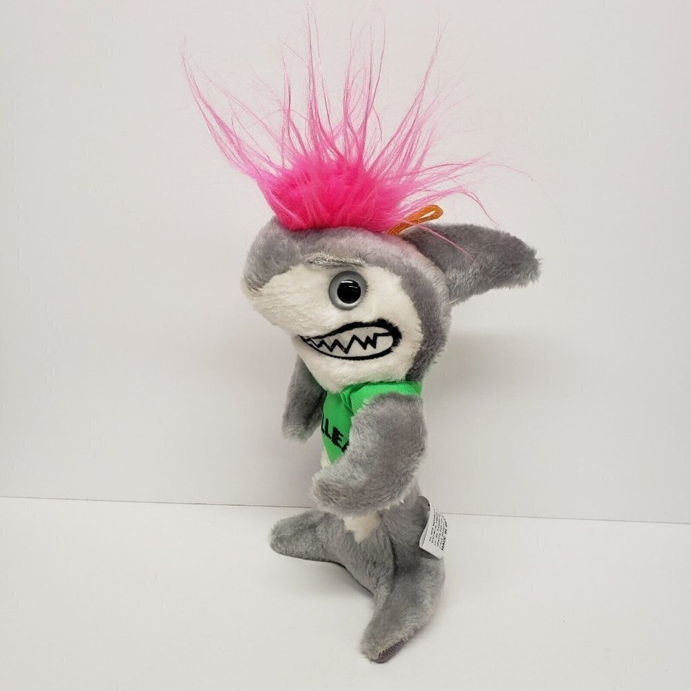 Ace Novelty 10" Gray Shark Green Killer Shirt Pink Hair Stuffed Animal Plush